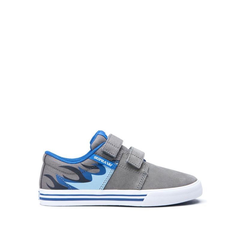 Zapatillas Bajas Supra Argentina Niños - STACKS II VULC VELCRO Gris / Azules (DVLBH-0893)